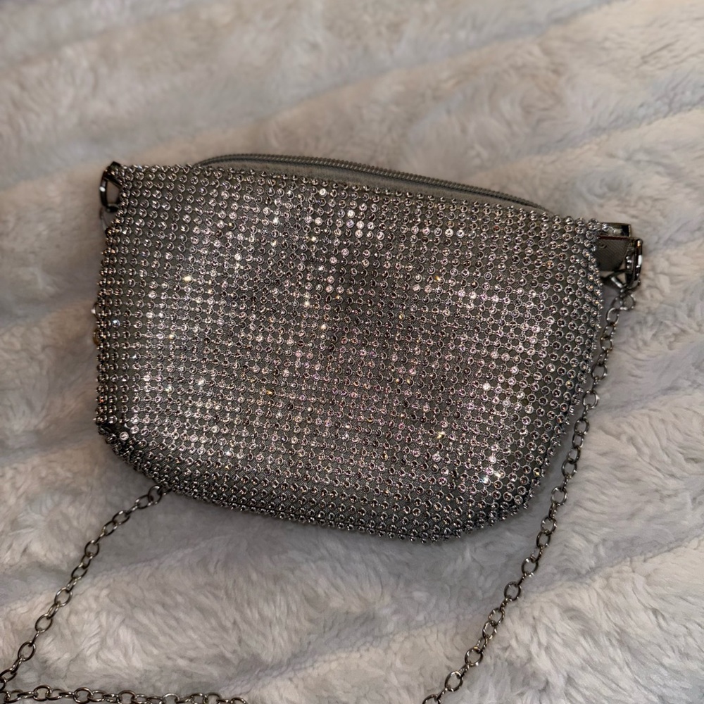 Fashion Nova Sparkling Silver Crossbody Bag